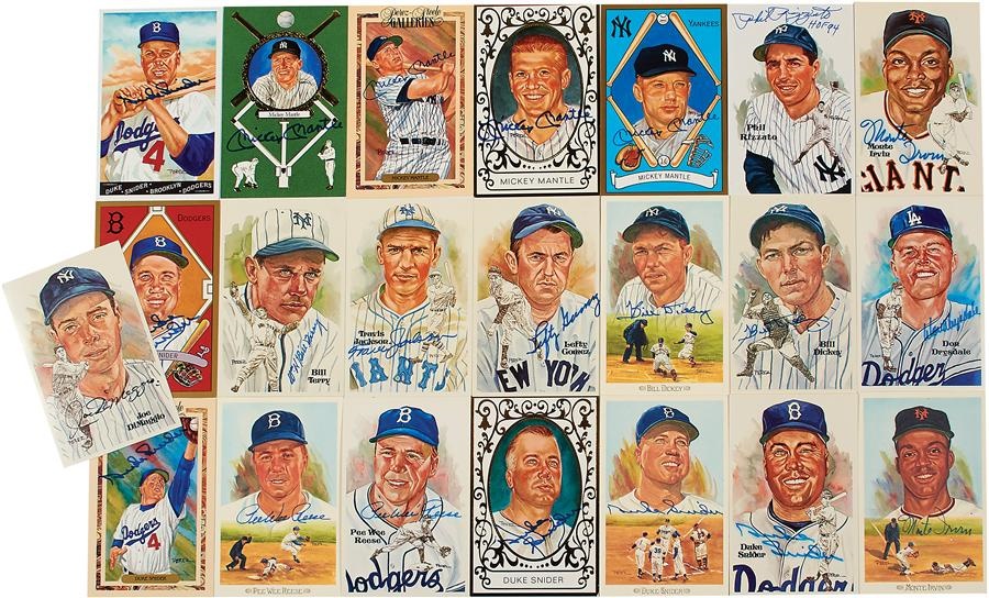 Baseball Autographs - New York Baseball Legends Signed Perez Steele Postcards with Mantle (61)
