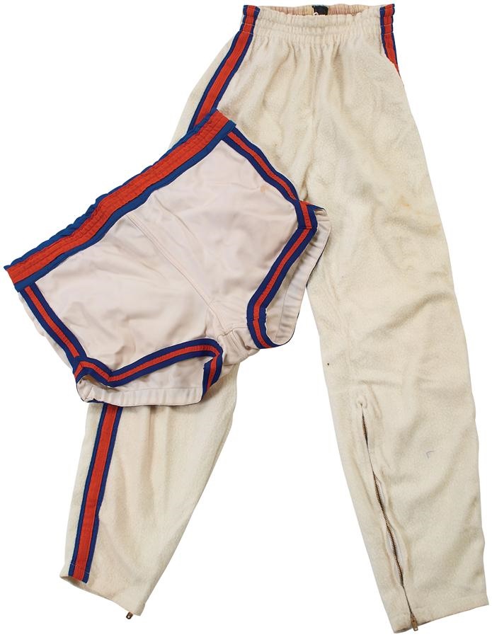 - Cazzie Russell Game Worn Shorts and Freddie Crawford Warm-Up Pants