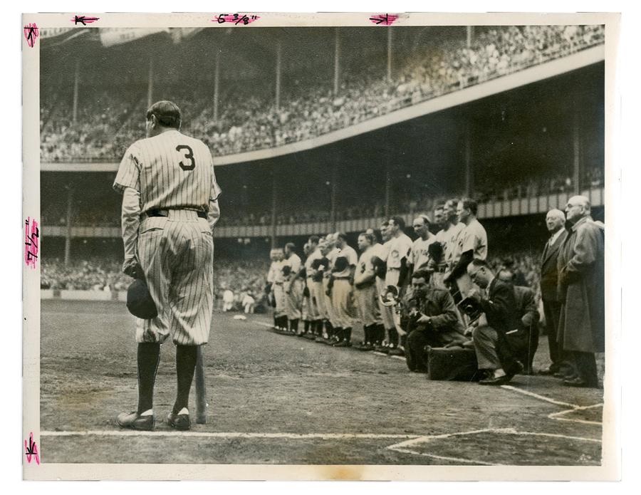 1948 "The Babe Bows Out" Photograph by Nat Fein