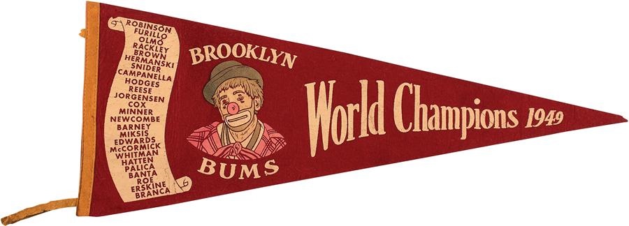 Jackie Robinson & Brooklyn Dodgers - 1949 Brooklyn Dodgers "Phantom" World Championship Pennant
