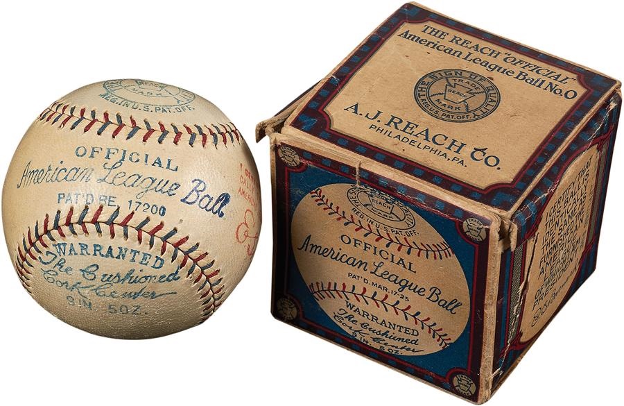Antique Sporting Goods - Late 1920s E.S. Barnard Official American League Baseball With Box