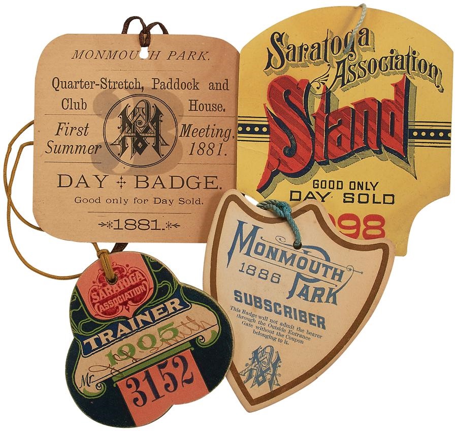 1870-1905  Collection of Unique Entry Passes to Saratoga & Monmouth Park (4)