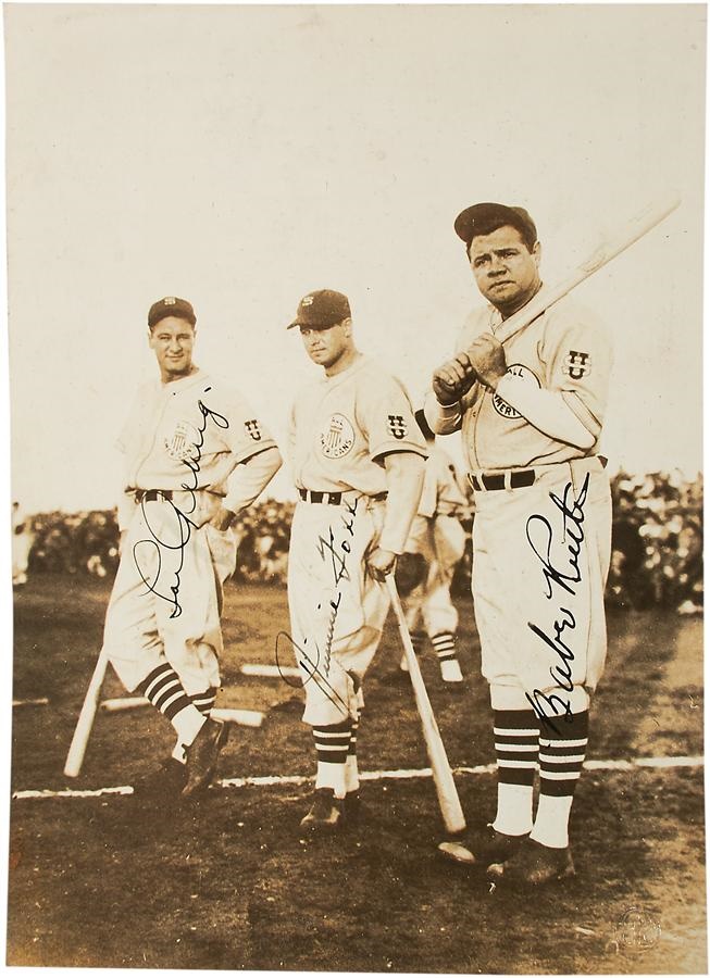 Negro League, Latin, Japanese & International Base - 1934 Tour of Japan Photograph Signed by Ruth, Gehrig and Foxx