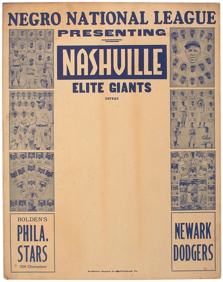1935 Negro National League Stars vs. Dodgers Broadside Poster