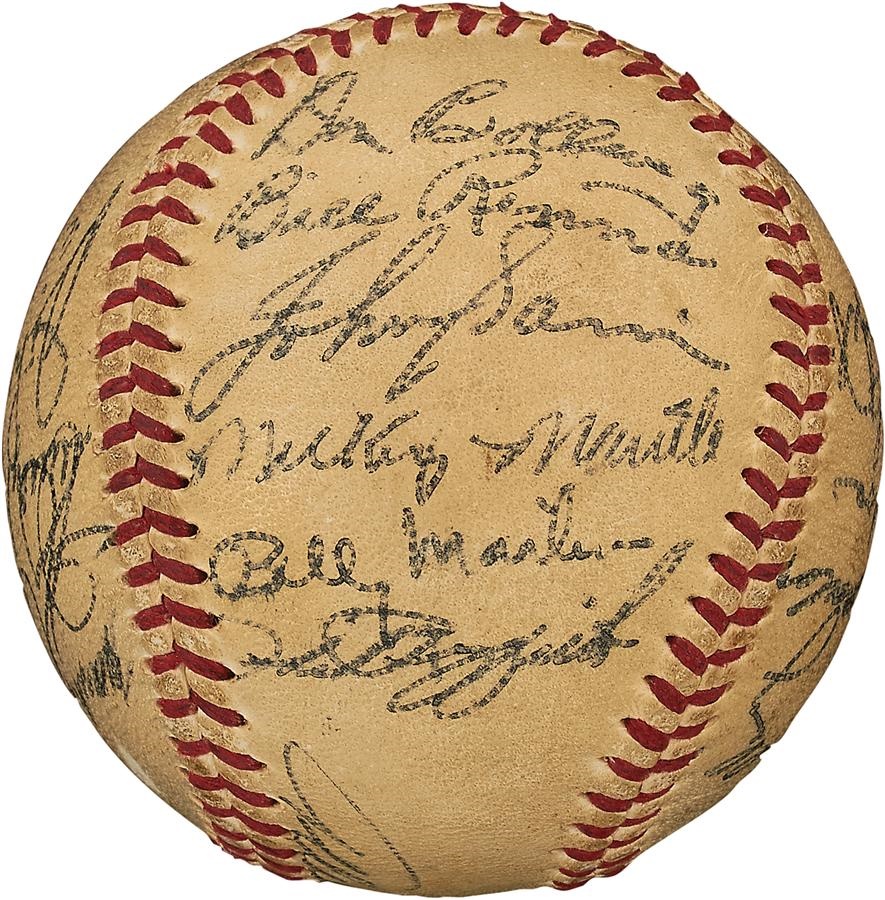 NY Yankees, Giants & Mets - 1953 World Champion New York Yankees Team Signed Baseball with Mantle