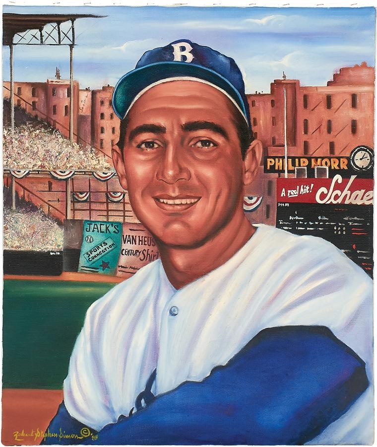 Robert Stephen Simon Collection of Sports Art - Sandy Koufax Oil Painting by Robert Stephen Simon