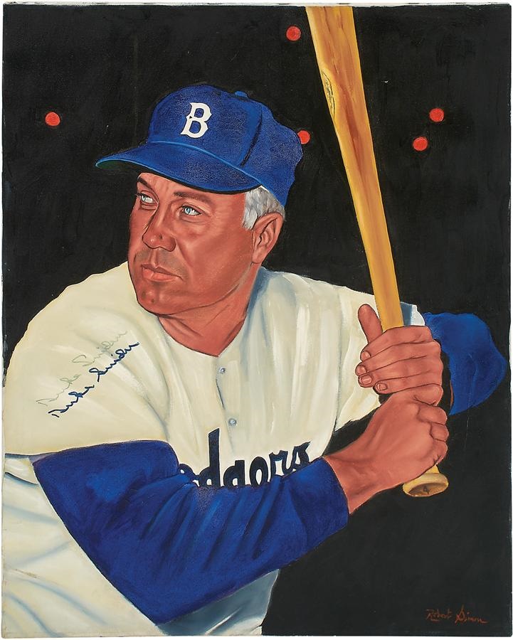 Duke Snider Signed Oil Painting by Robert Stephen Simon