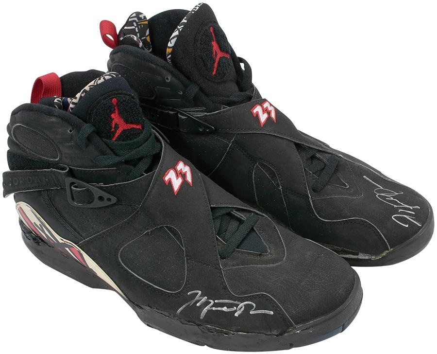 1993 Michael Jordan Signed Game Worn Playoff Sneakers from Milwaukee Bucks Employee