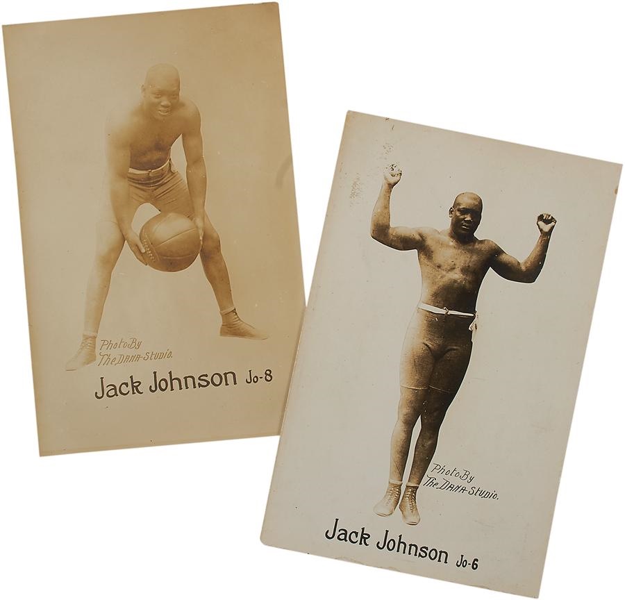 Muhammad Ali & Boxing - Two Jack Johnson Real Photo Postcards by Dana