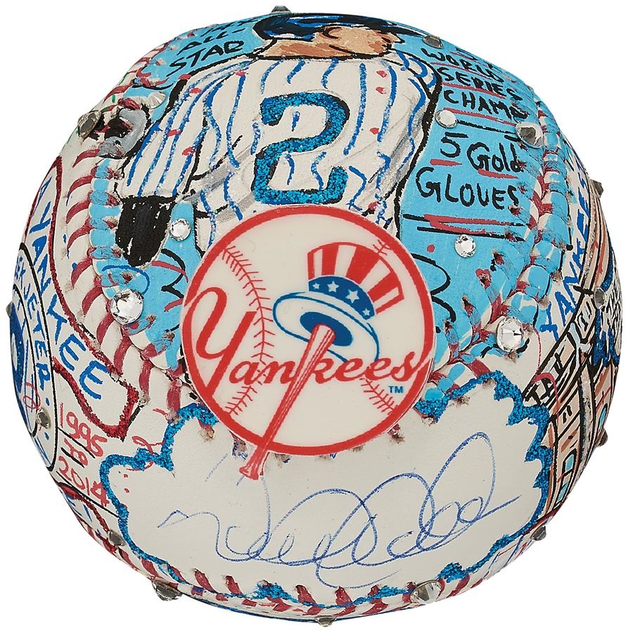 NY Yankees, Giants & Mets - Derek Jeter Signed Charles Fazzino Pop Art Baseball