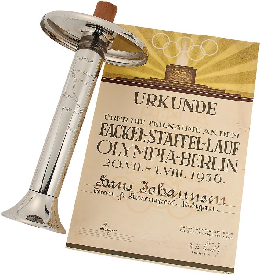 1980 Miracle on Ice & Olympics - 1936 Berlin Olympics Torch with Diploma from Torch Bearer