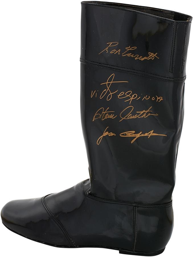 - Triple Crown Jockeys Signed Boot & Photograph Display