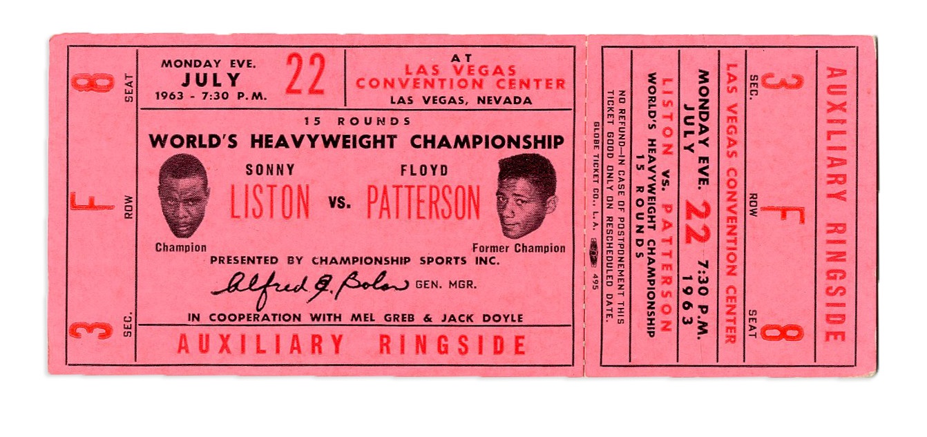 Muhammad Ali & Boxing - Liston-Patterson II Full On Site Ticket