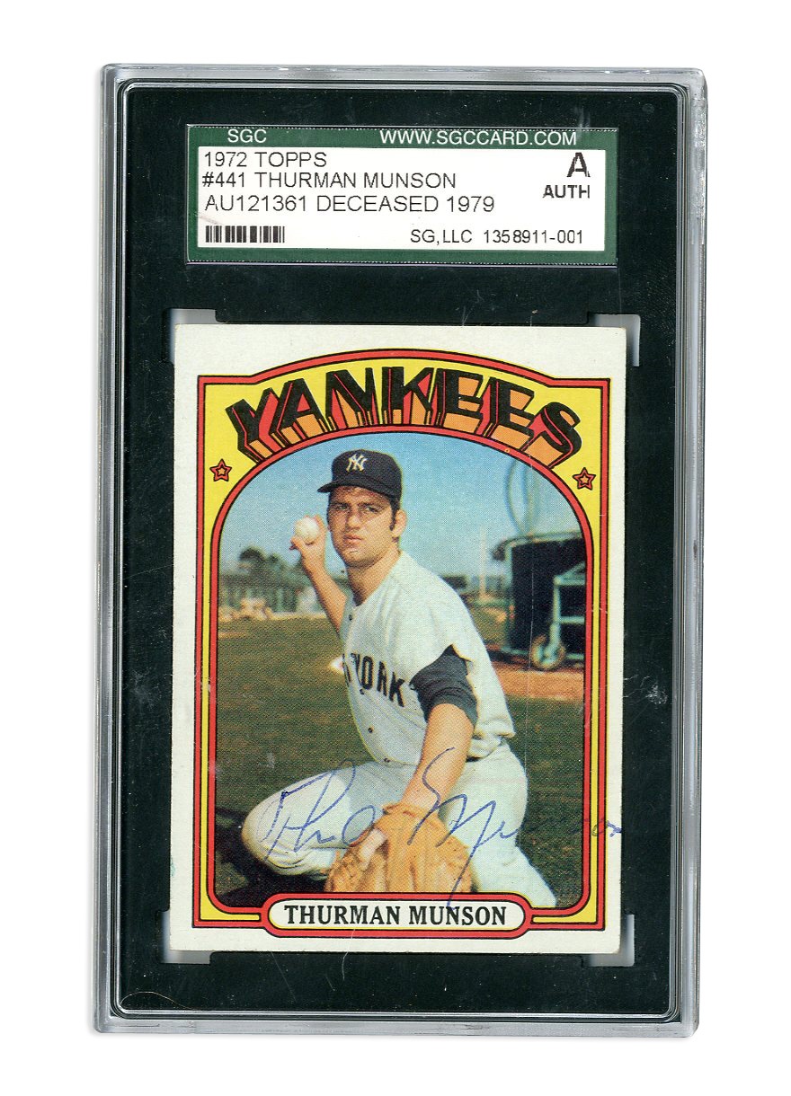 NY Yankees, Giants & Mets - Thurman Munson Signed 1972 Topps Card (SGC)