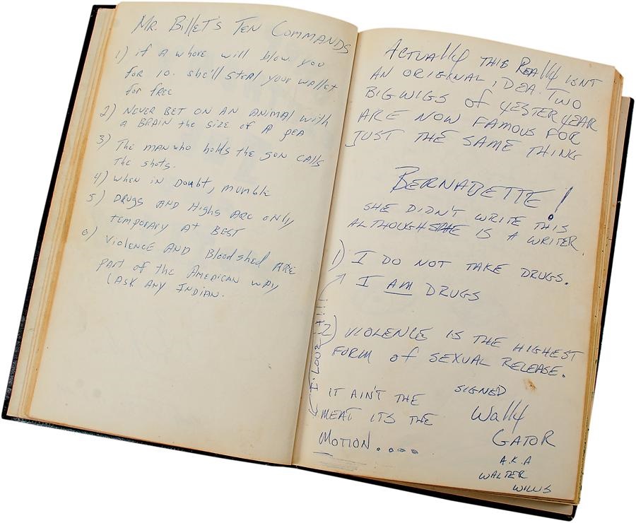 Rock And Pop Culture - Bruce Willis Signed "Wally Gator AKA Walter Willis" Handwritten College Book with Sexual Content