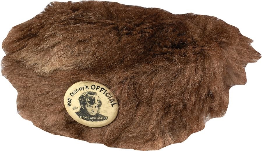 Rock And Pop Culture - 1950s Walt Disney's Davy Crockett Coonskin Cap with Unknown Pin