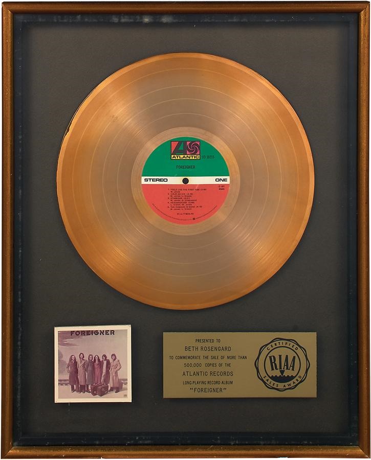 Rock 'N' Roll - 1977 "Foreigner" Gold Record (Debut Album)