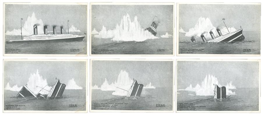 High Grade 1912 Titanic Postcard Complete Set (6)