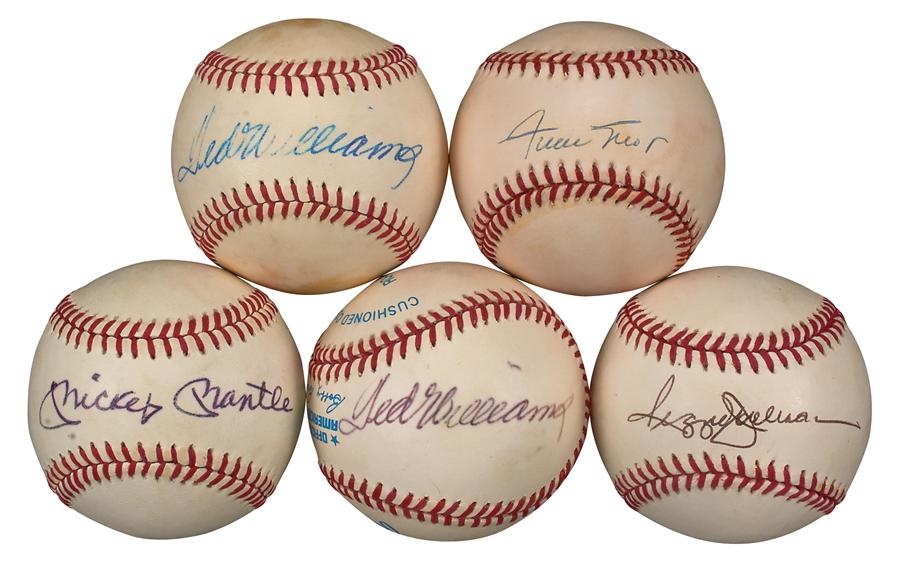 Baseball Autographs - Mickey Mantle, Ted Williams & HOF Signed Baseballs (5)