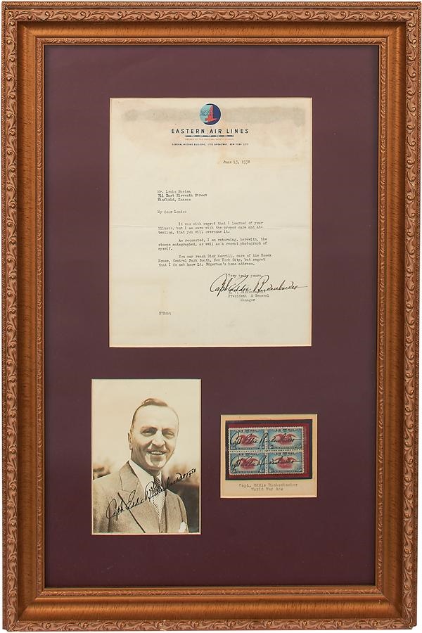 Eddie Rickenbacker Signed Display from Louis Huston Collection
