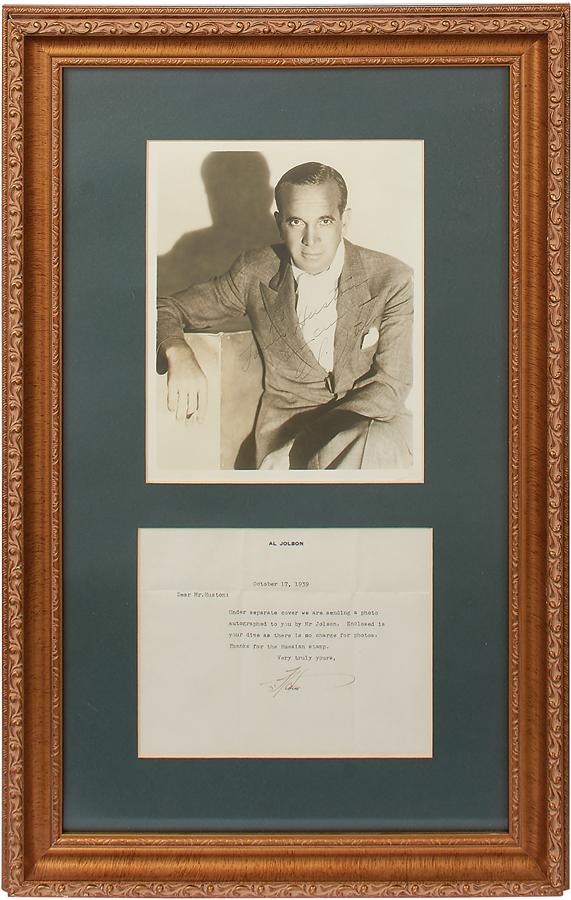 - Al Jolson Signed Display from Louis Huston Collection