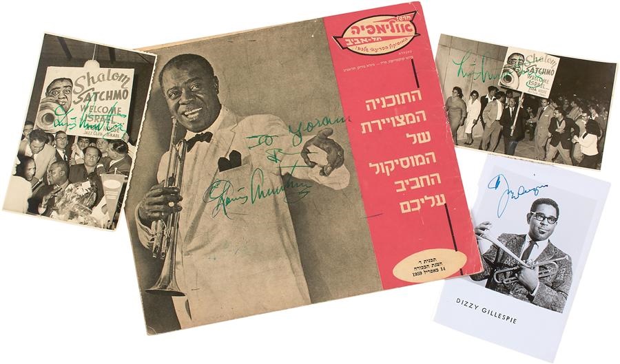 Rock 'N' Roll - 1959 Louis Armstrong Band Signed Tel Aviv Tour Program & Photos