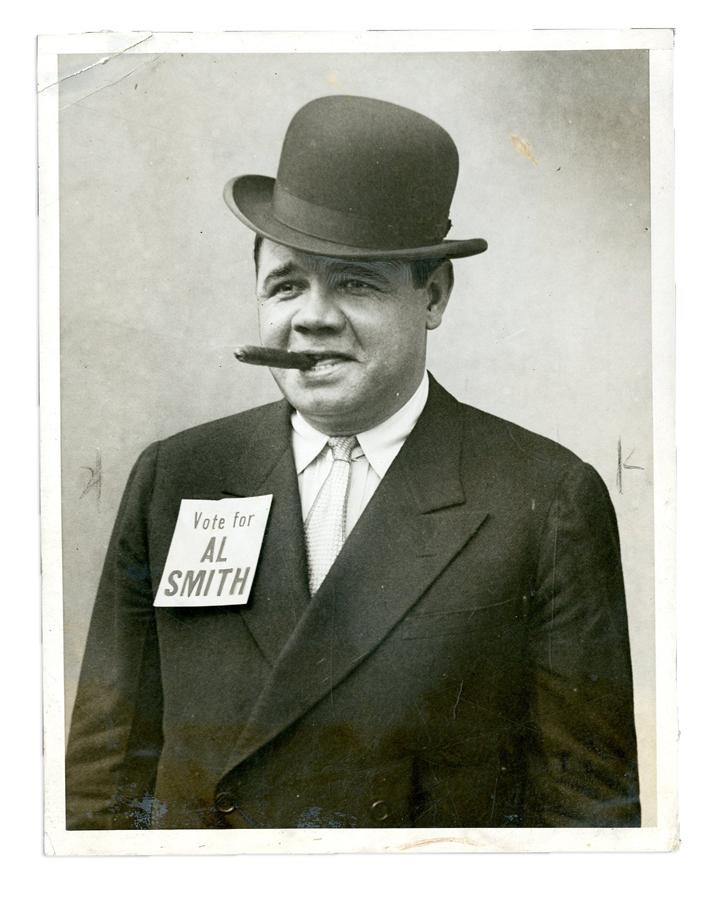 1928 Babe Ruth "Vote For Al Smith" Photograph