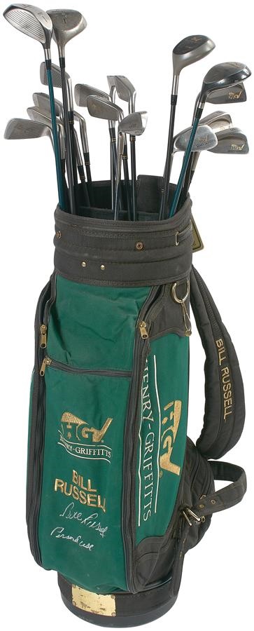 - Bill Russell Signed Golf Bag & Clubs with Bill Russell Signed LOA