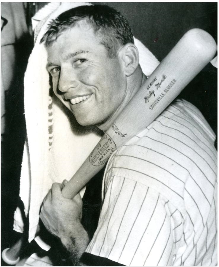Dennis Dugan Collection of Vintage Baseball Photog - 1956 Mickey Mantle Triple Crown Year Photograph