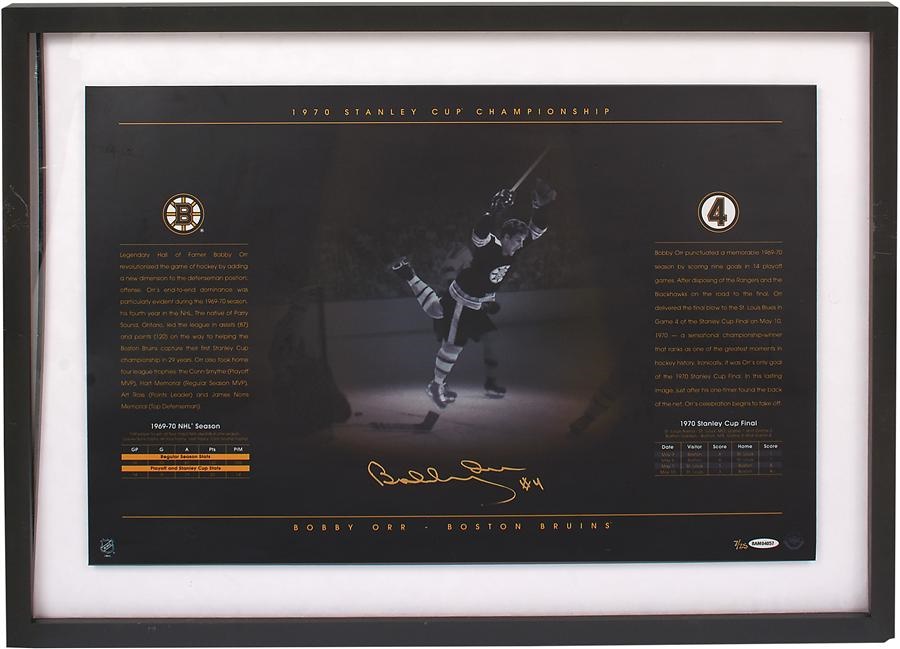 Hockey - Bobby Orr #4 "Flying Through The Air" UDA Signed Print