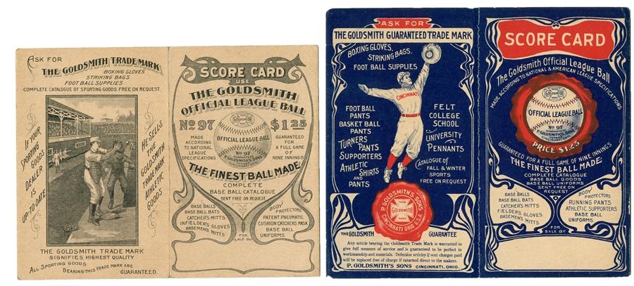 1880s High Grade Cincinnati Reds Goldsmith Score Cards (2)