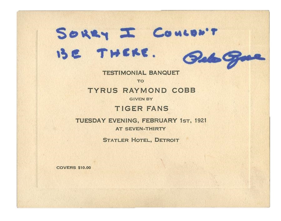 Baseball Memorabilia - 1921 Ty Cobb Testimonial Invitation Signed by Pete Rose