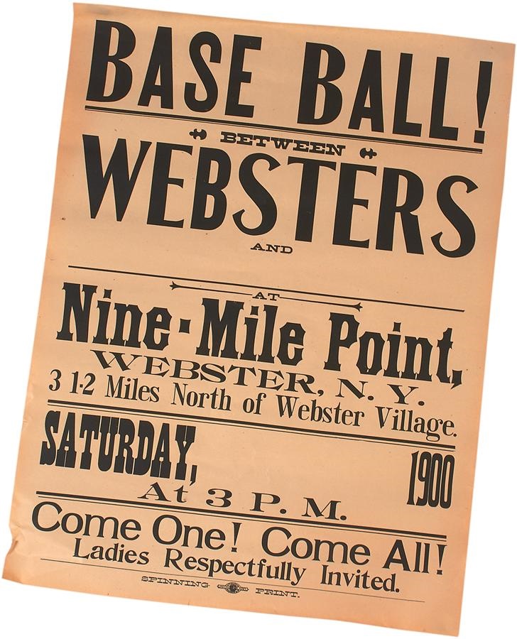 19th Century - 1900 Upstate New York Base Ball Poster
