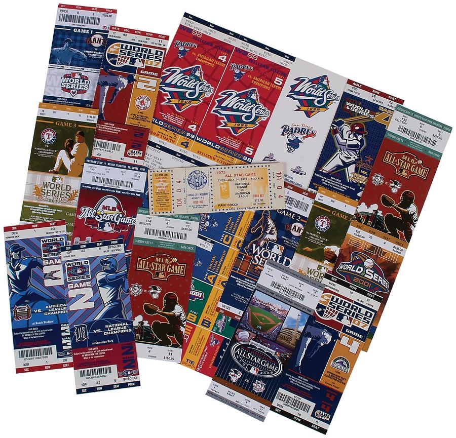 Tickets, Publications & Pins - High Grade Unused World Series & All Star Game Tickets (30)