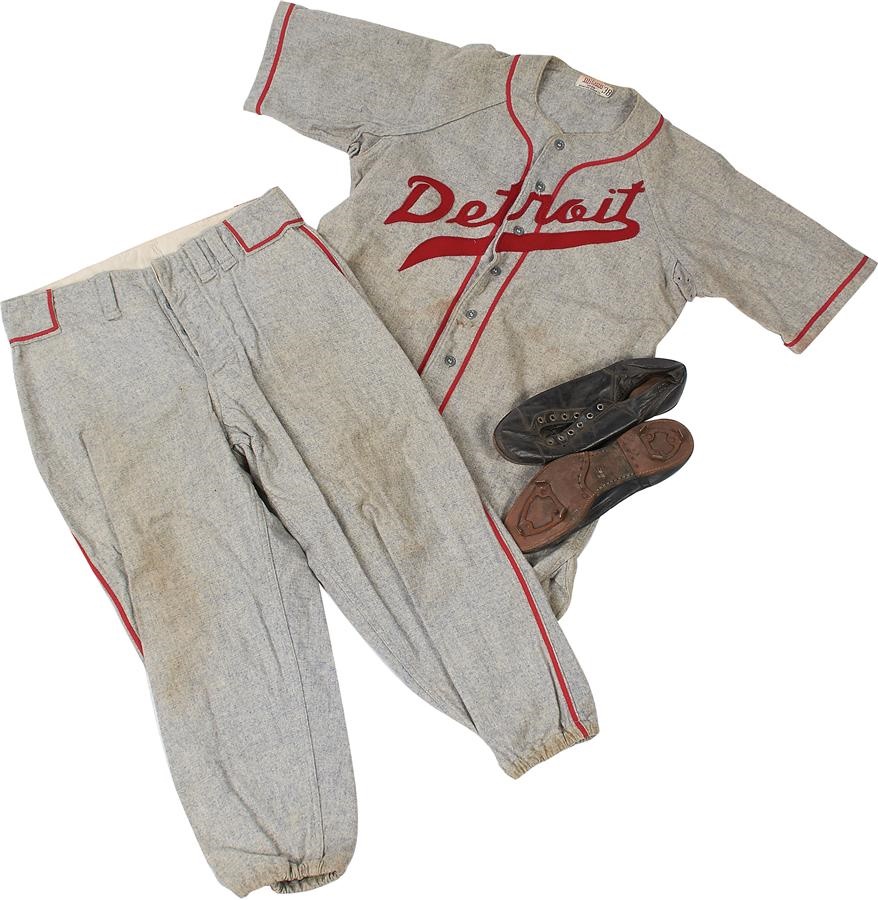 - 1940s Detroit Stars Negro League Game Worn Uniform and Spikes