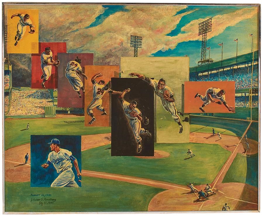 Painting Tribute to Willie Mays Greatest 1951 Catch