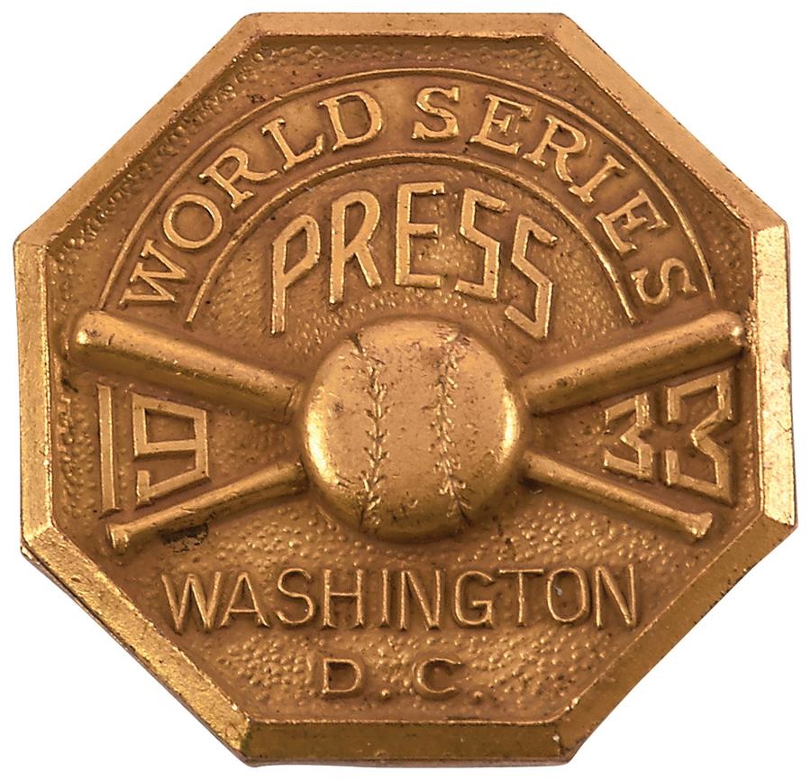 Tickets, Publications & Pins - High Grade 1933 Washington Senators World Series Press Pin