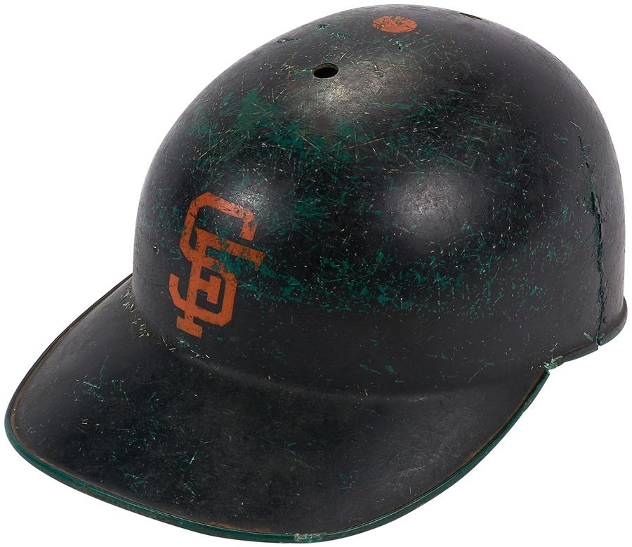 1962 Willie Mays San Francisco Giants Game Worn "HOME RUN" Helmet with Exact Photomatch