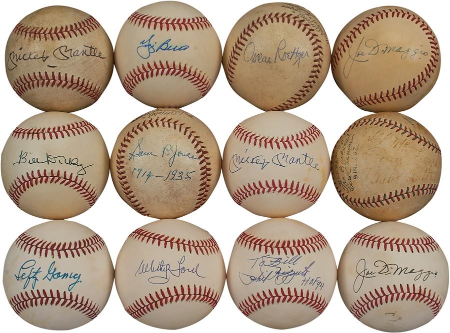 NY Yankees, Giants & Mets - New York Yankees Single Signed Baseballs with Ruth, DiMaggio and Mantle (37)