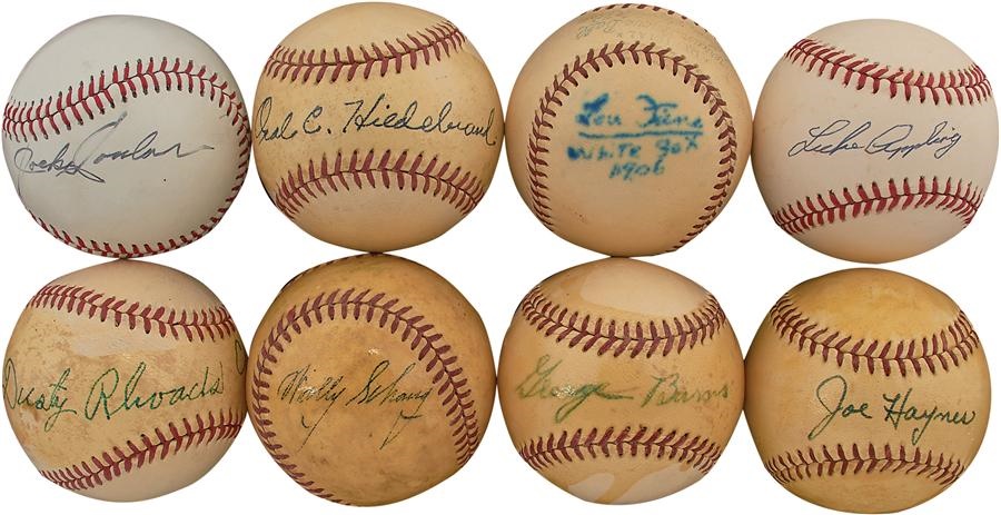 Baseball Autographs - Single Signed Baseballs with Rarities (Most From Jim Armstrong)