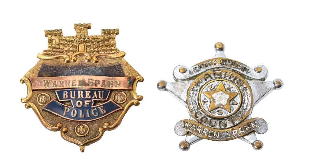 Baseball Memorabilia - Two Sheriff's Badges from the Warren Spahn Estate