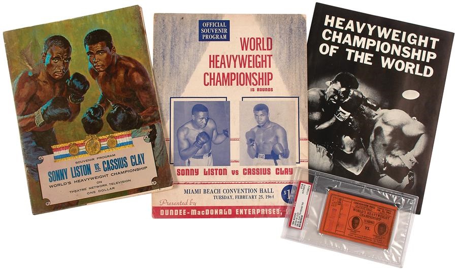 1964 Muhammad Ali vs. Sonny Liston Programs and Ticket Collection (4)