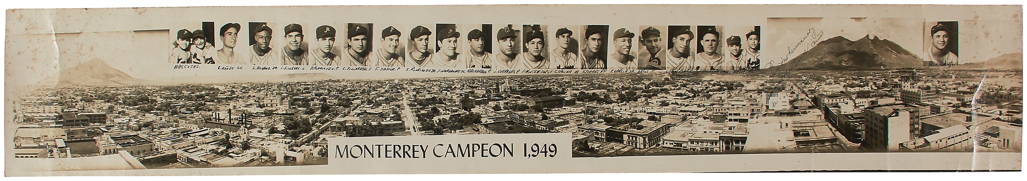 1949 Monterrey Sultanas Panorama Signed by Lazaro Salazar (ex-Salazar Family)