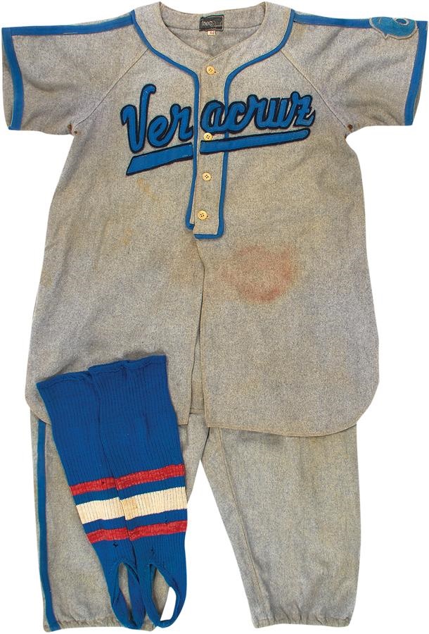 Negro League, Latin, Japanese & International Base - 1944 Veracruz Blues Complete Mexican League Uniform Worn by Salvador “Chico” Hernandez