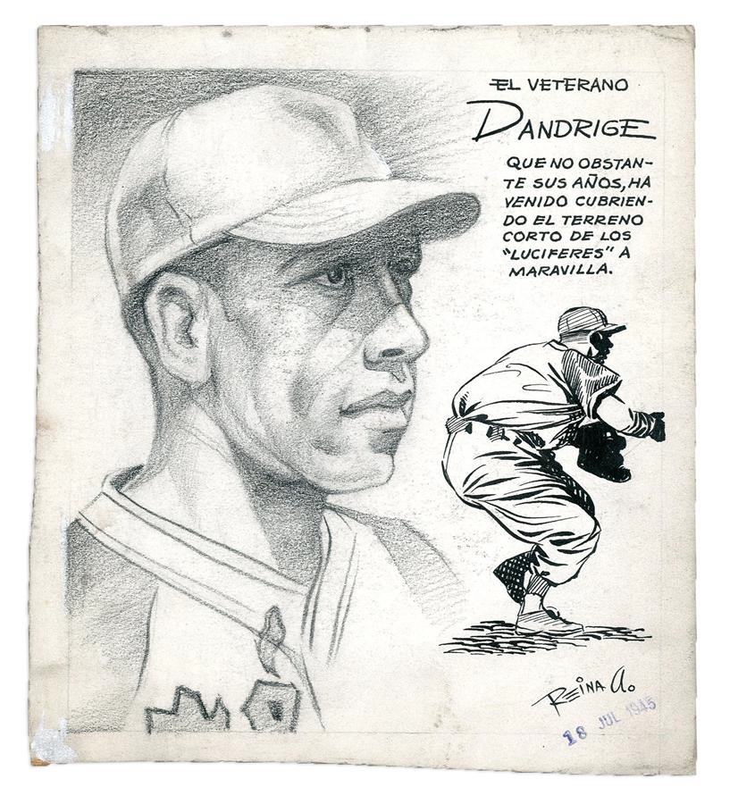 1945 Ray Dandridge Negro League Baseball Original Art