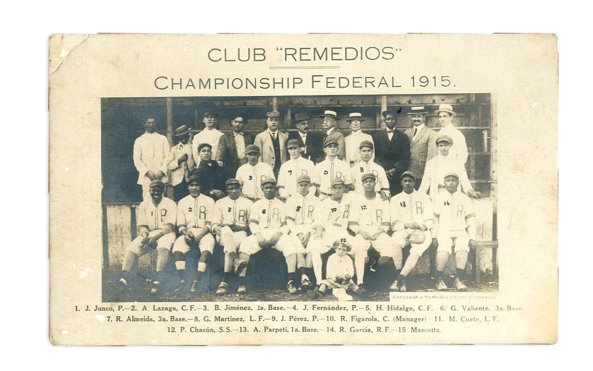 Negro League, Latin, Japanese & International Base - 1915 Remedios "Champions of the Federal League" Real Photo Team Postcard w/All Negro Leaguers