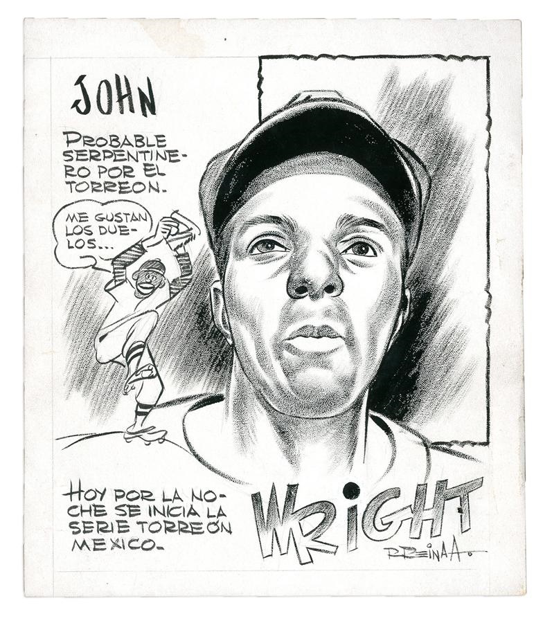 Negro League, Latin, Japanese & International Base - 1953 Johnny Wright Negro League Baseball Original Art - The Man Who Was Almost Jackie Robinson