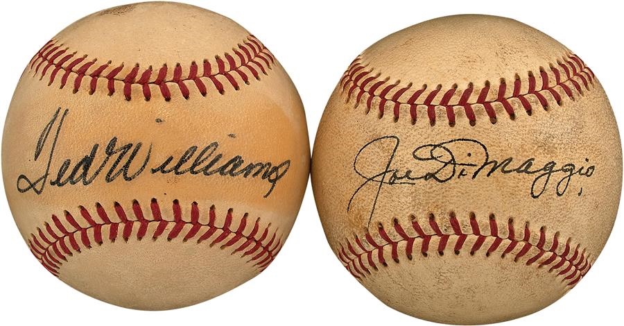 Joe DiMaggio and Ted Williams Vintage Single Signed Baseballs