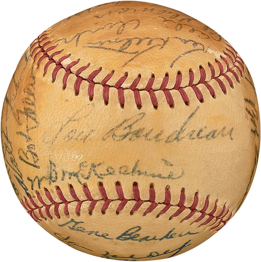 Baseball Autographs - 1948 Cleveland Indians Team Signed Baseball
