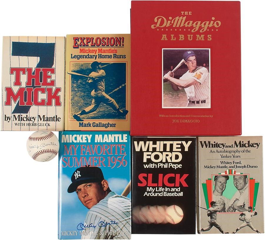 Mickey Mantle & Joe DiMaggio Collection with Autographed Books & Baseball